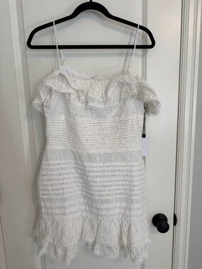 Astr The Label Off the Shoulder Eyelet Ruffle Dress Size L